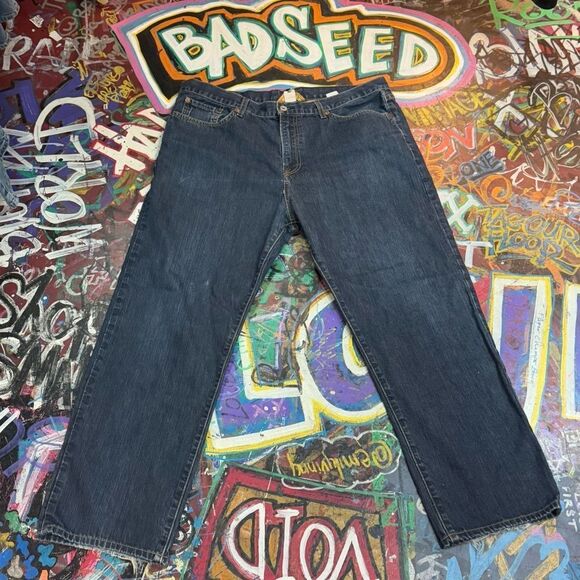 Lucky Brand Classic Straight Leg Jeans 38x30 - Dark Wash Denim, Made in Mexico - Picture 1 of 14
